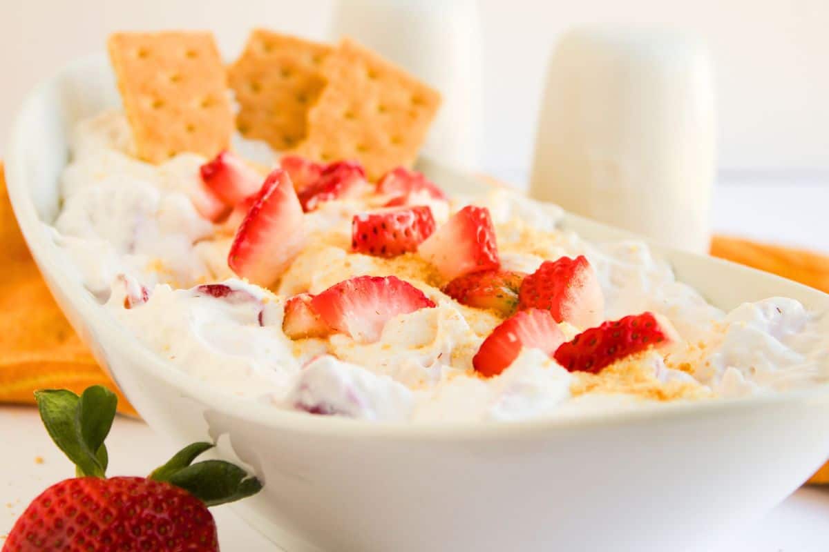 cool whip dip with strawberries.