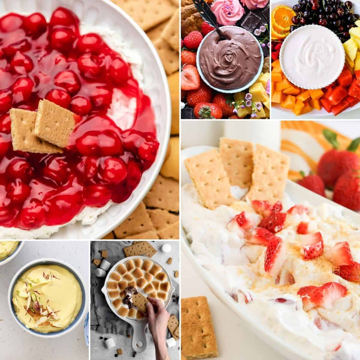 collage of sweet dip recipes.