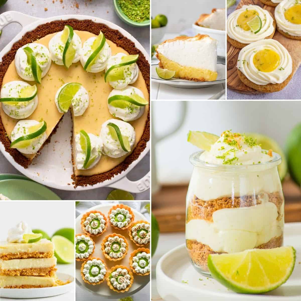 collage of key lime dessert ideas.