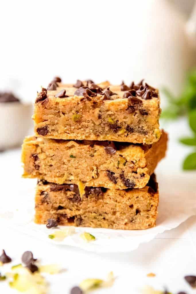 stack of zucchini chocolate chip bars.