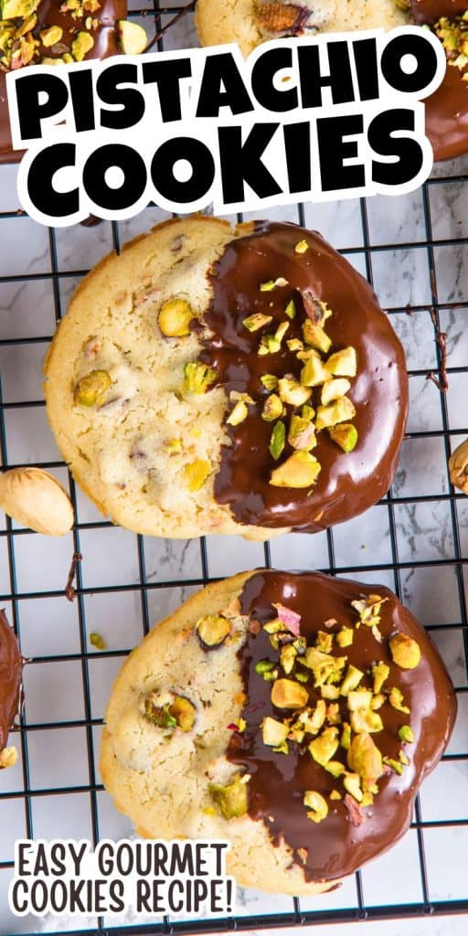 dark chocolate dipped pistachio cookies.