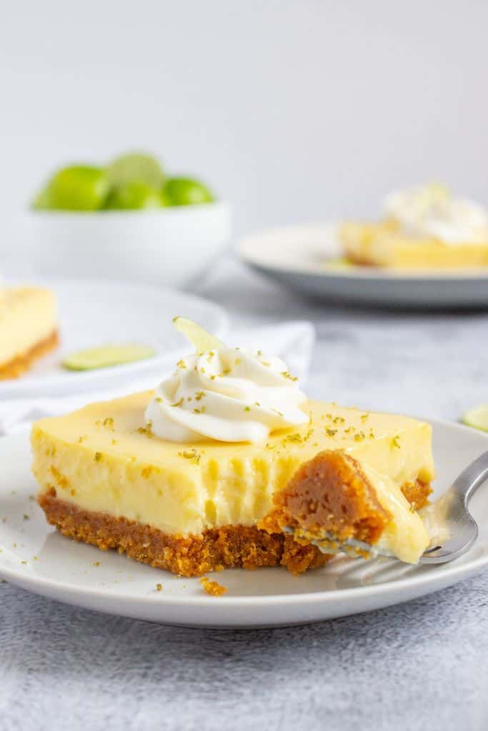 key lime dessert bar on plate.