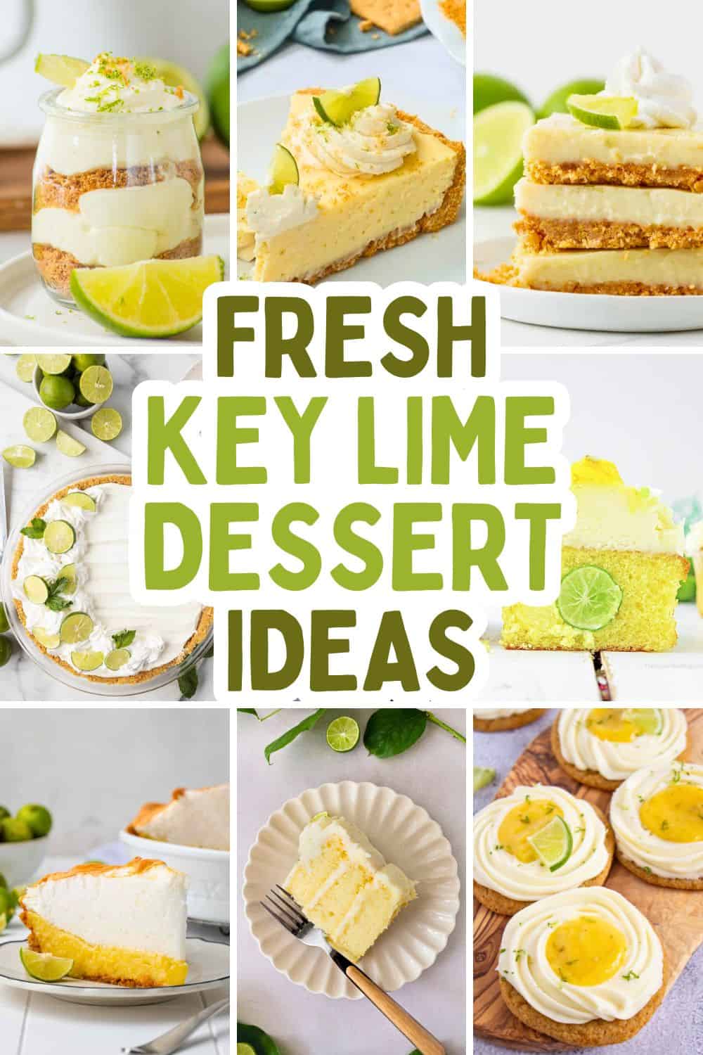 collage of key lime recipes for summer dessert.