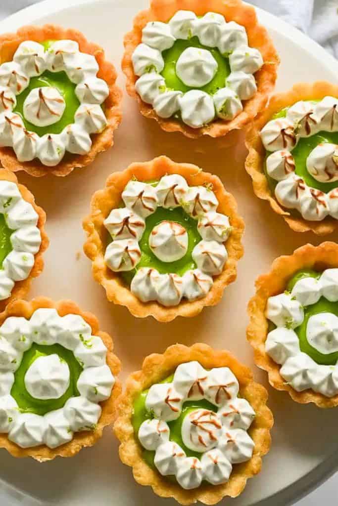 mini tarts with key lime curd and mini meringue.