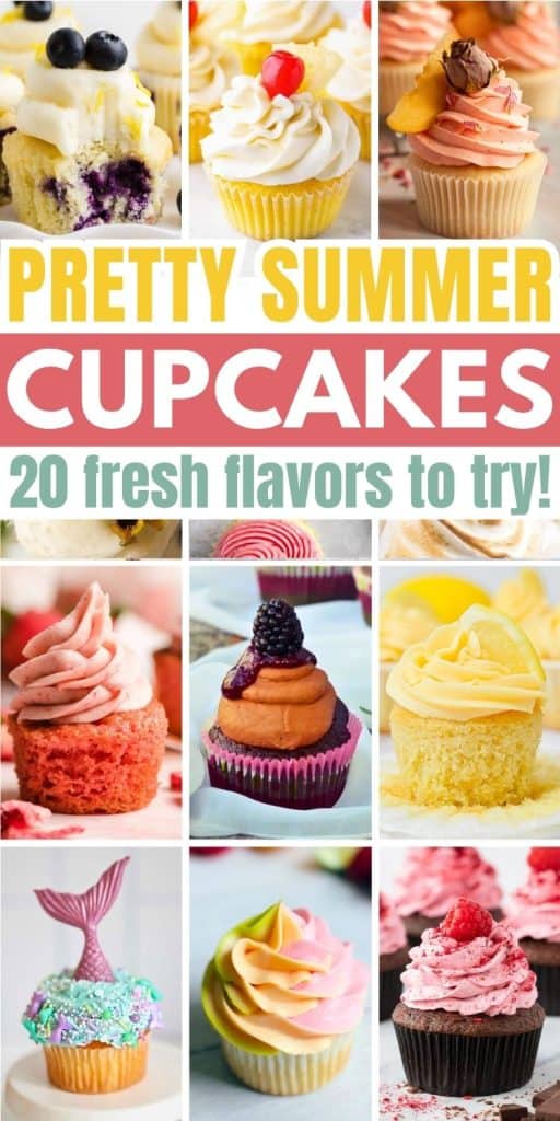 collage of summer cupcakes recipes.