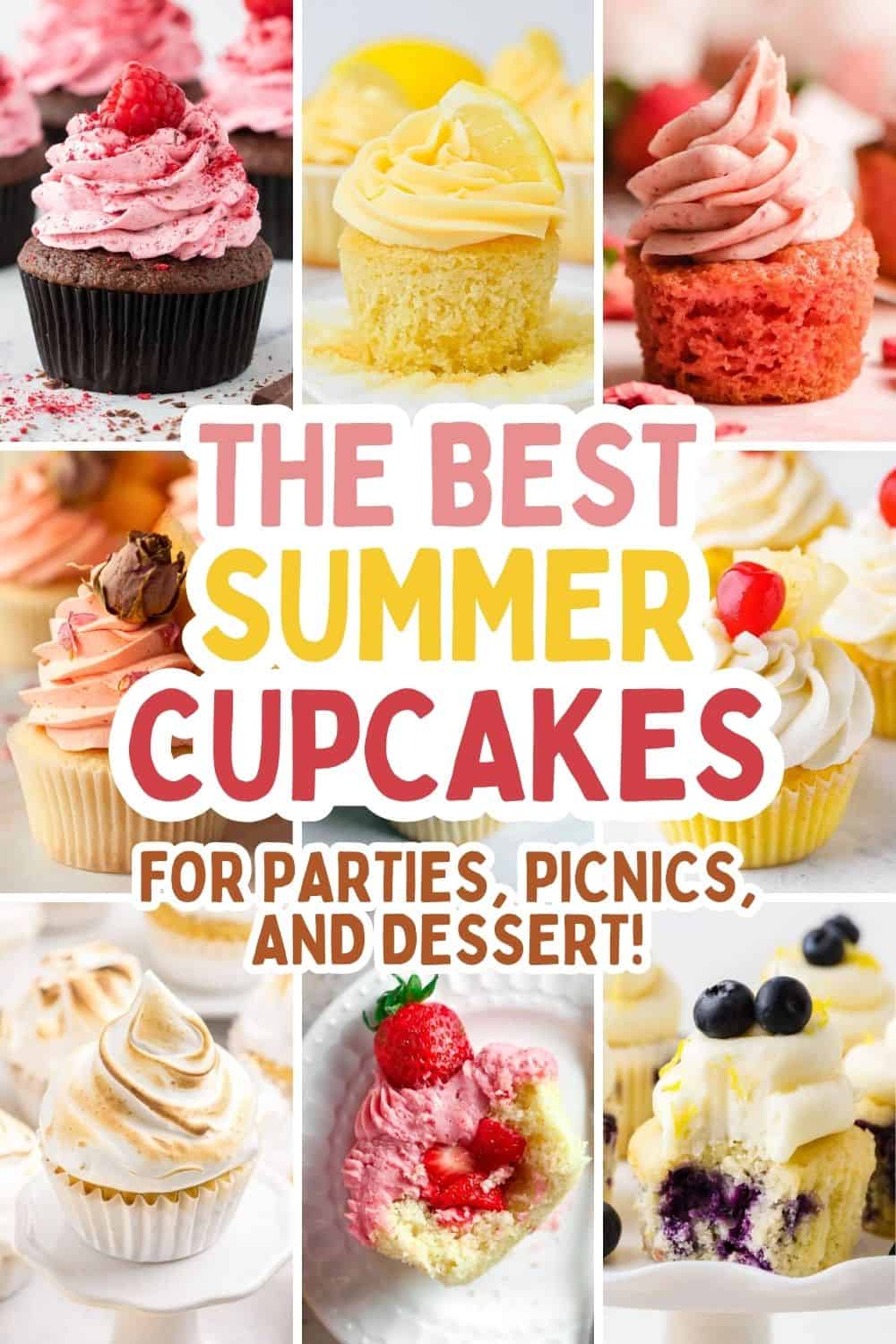 collage of summer cupcake recipes.