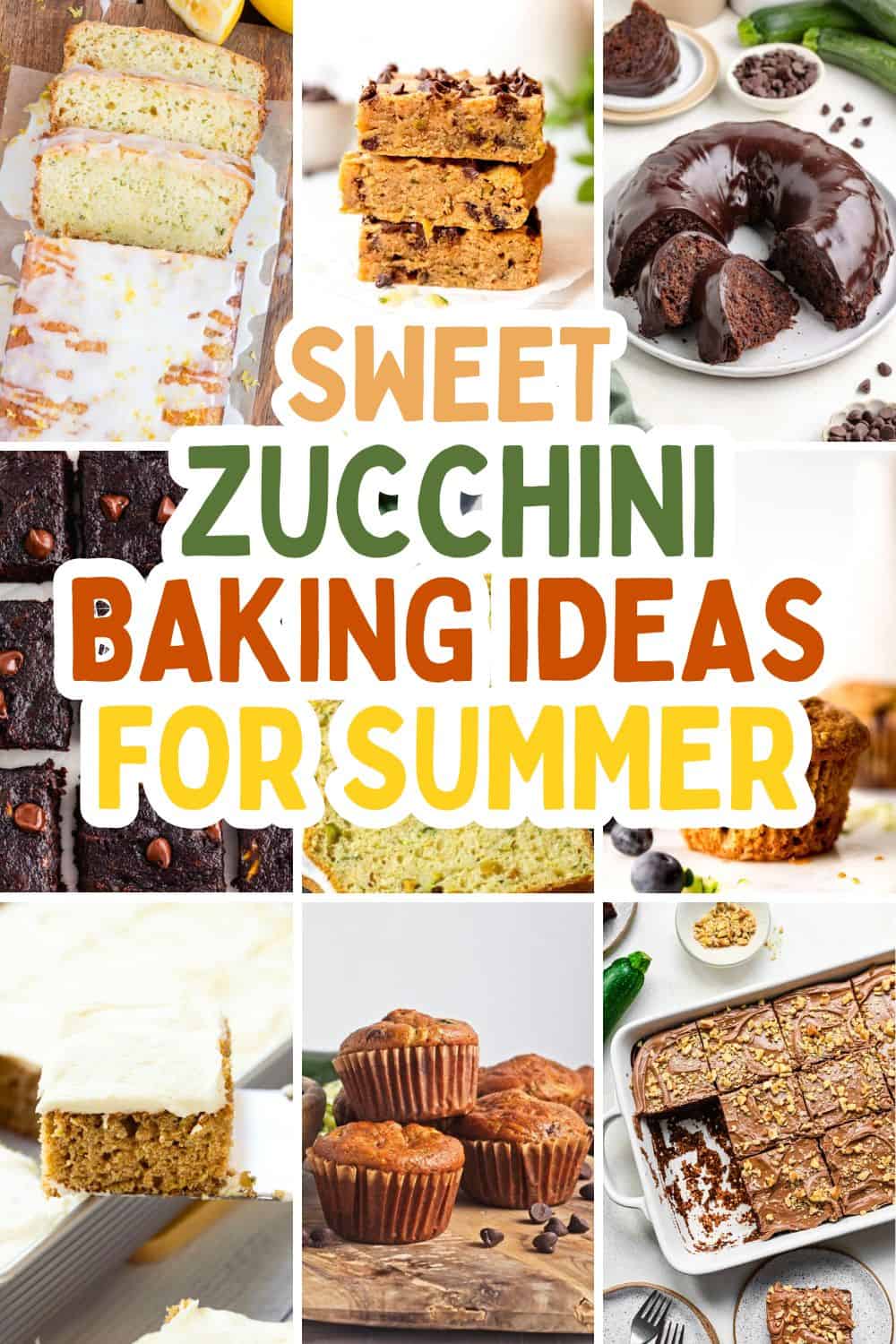 collage of zucchini desserts.