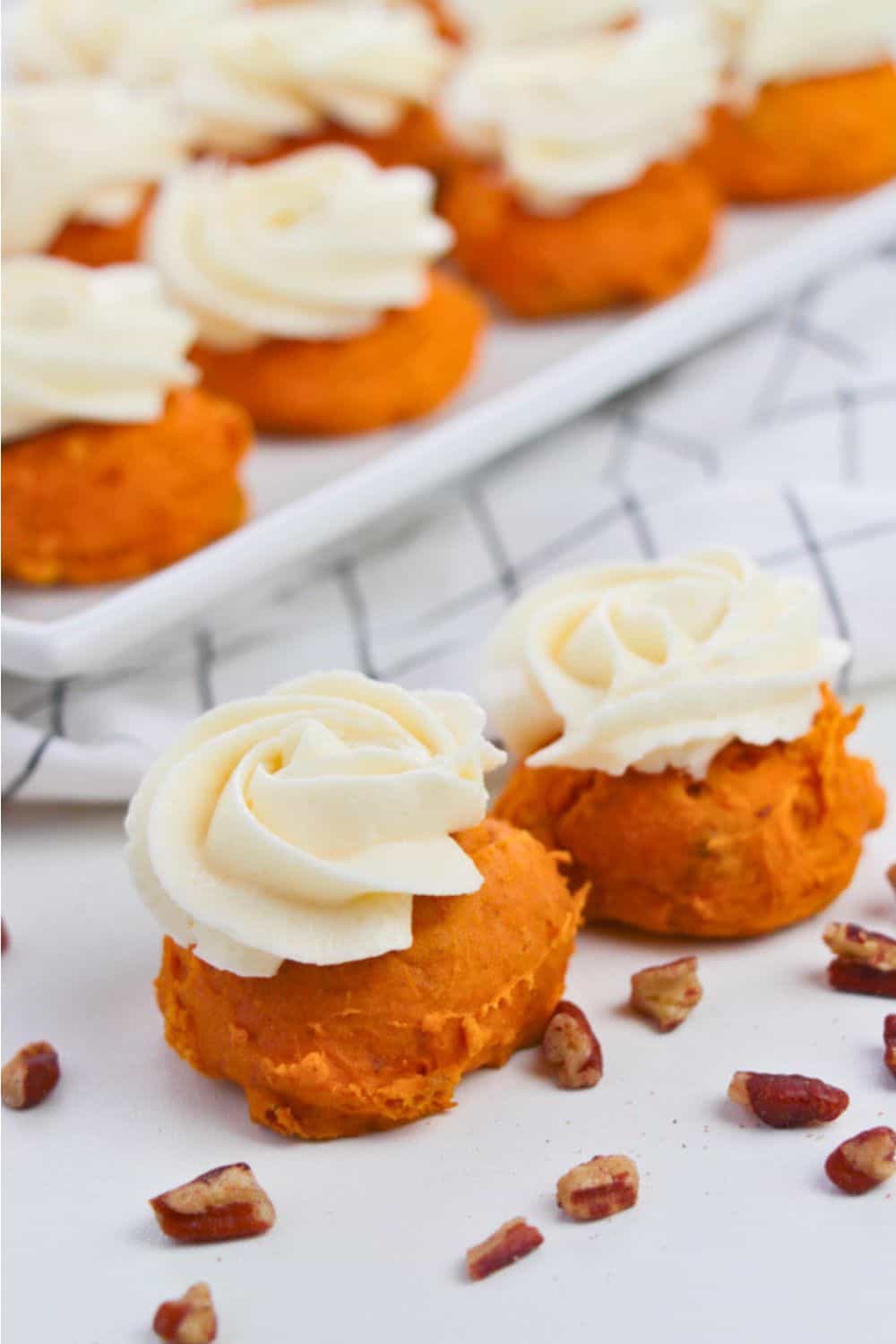 pumpkin cookies with cream cheese icing.