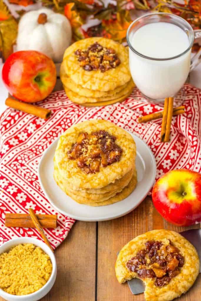soft apple spice cookies on plate.