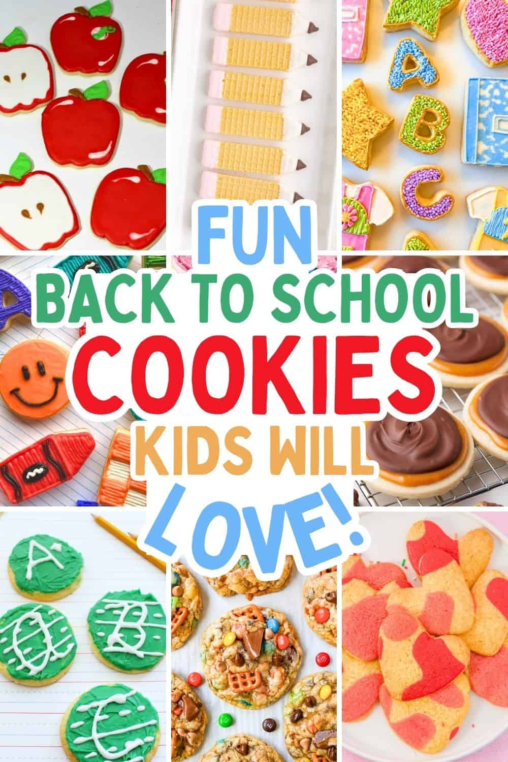 collage of school themed cookies ideas.