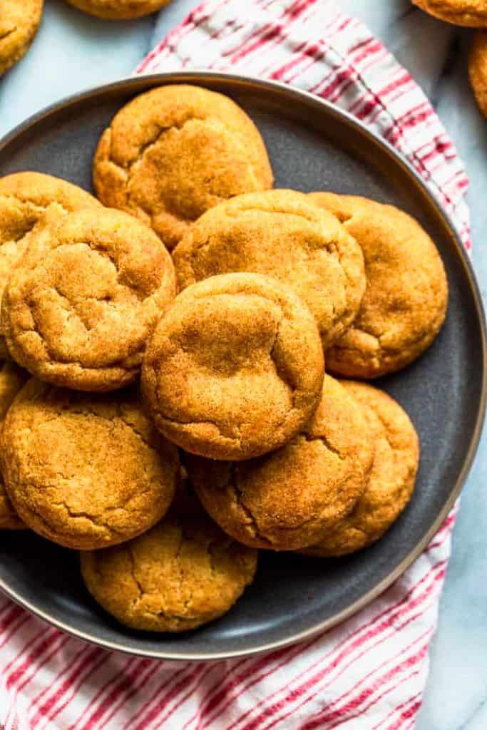 brown sugar snickerdoodles on plate.
