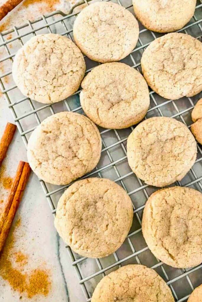chai flavored sugar cookies on wire rack.