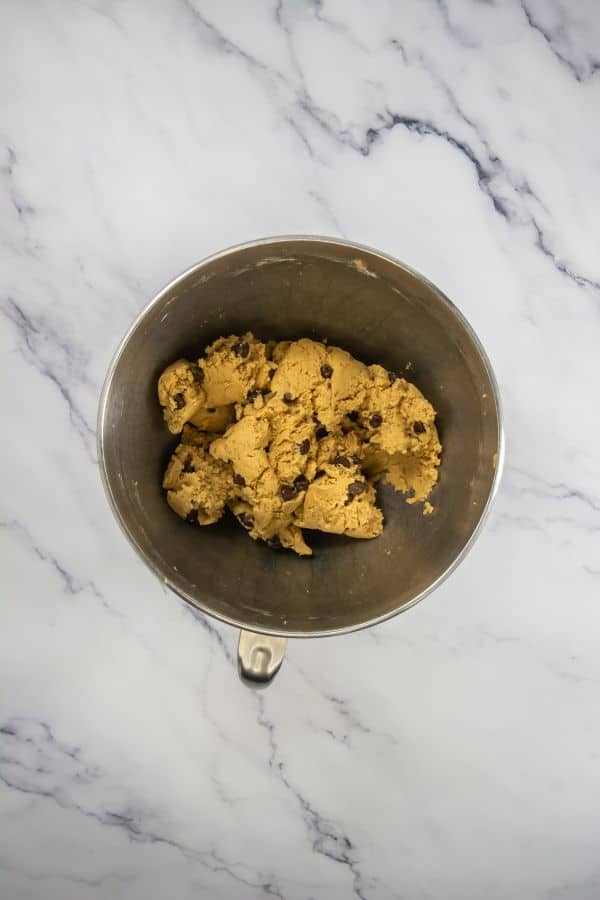 cookie butter cookie mixture in bowl.