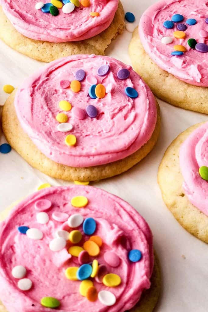 copycat lofthouse cookies with pink buttercream.