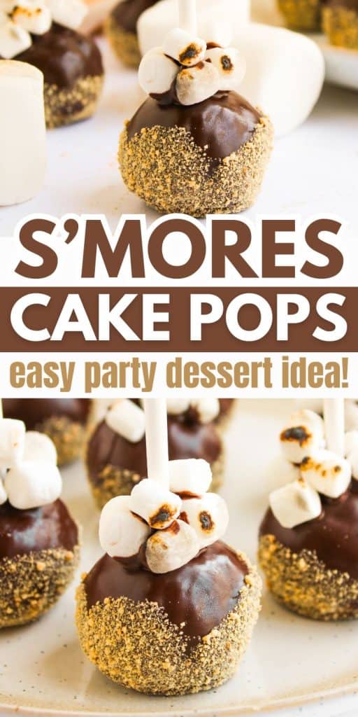 collage of smores cake pops for dessert.