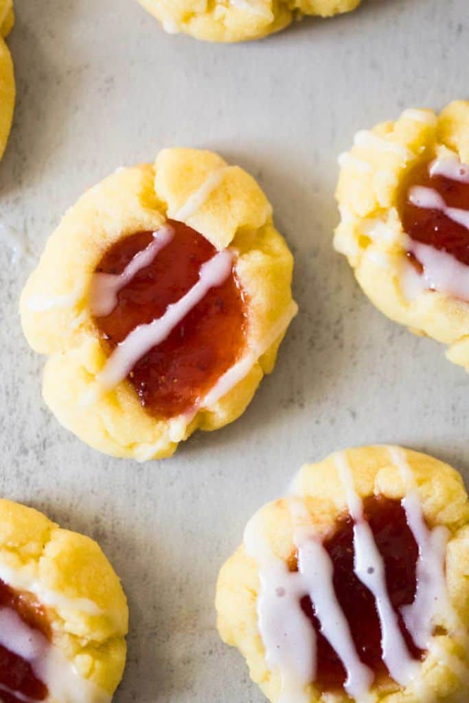 thumbprint cookie with raspberry jam.