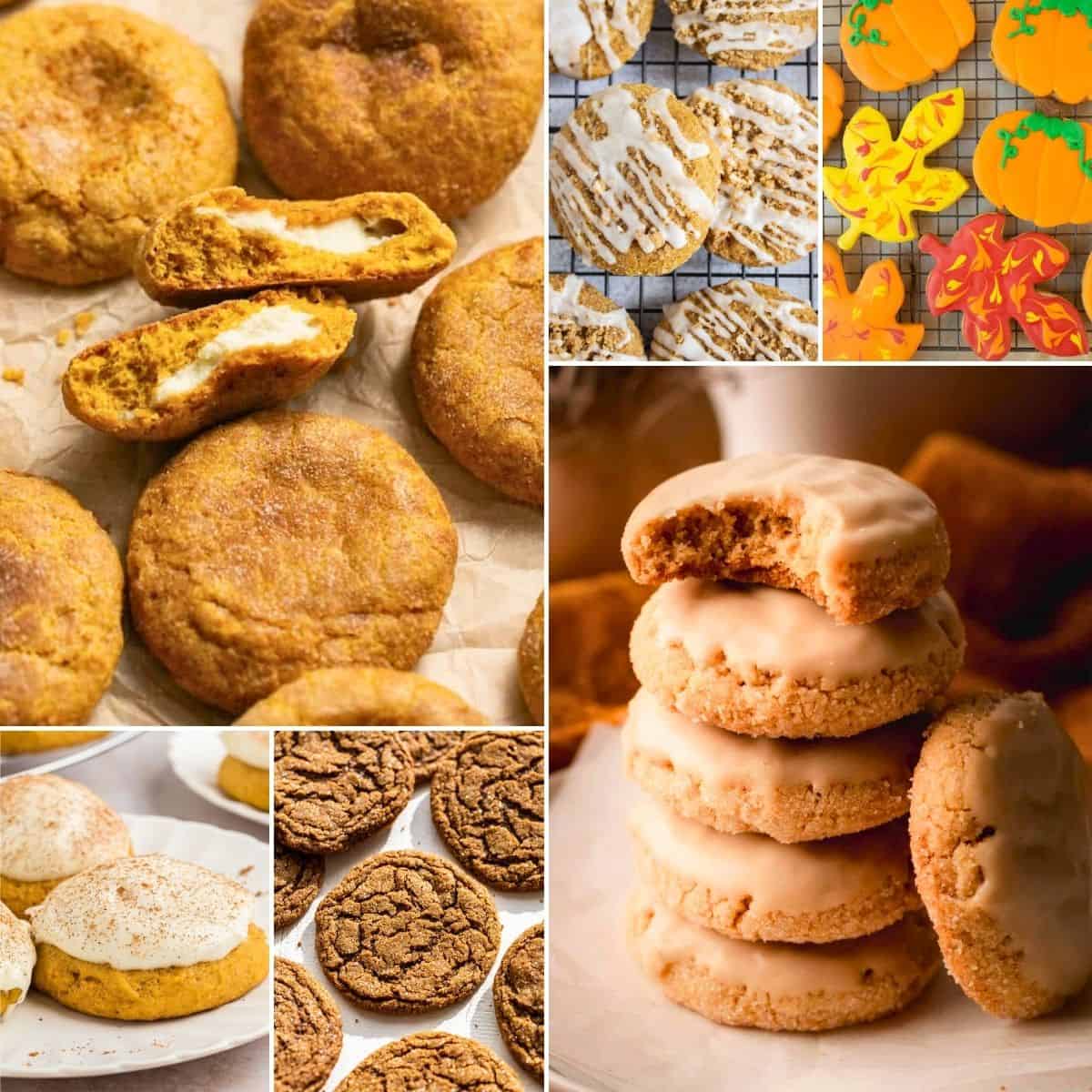 collage of fall themed cookies.