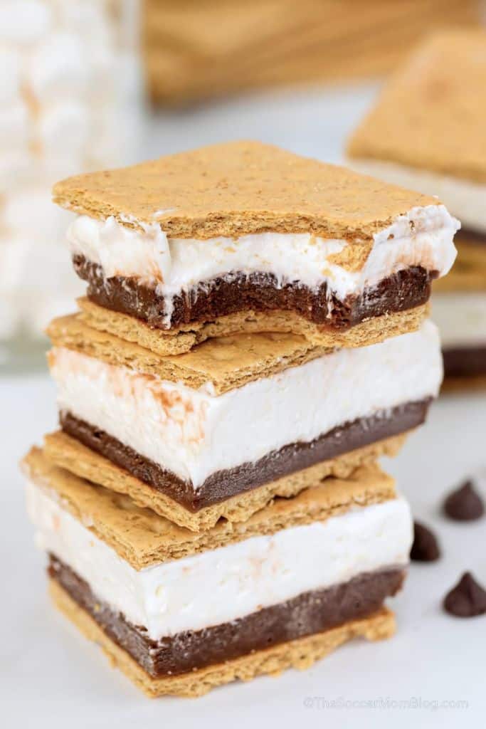 stack of frozen smores bars.