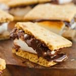 indoor smores with nutella closeup.