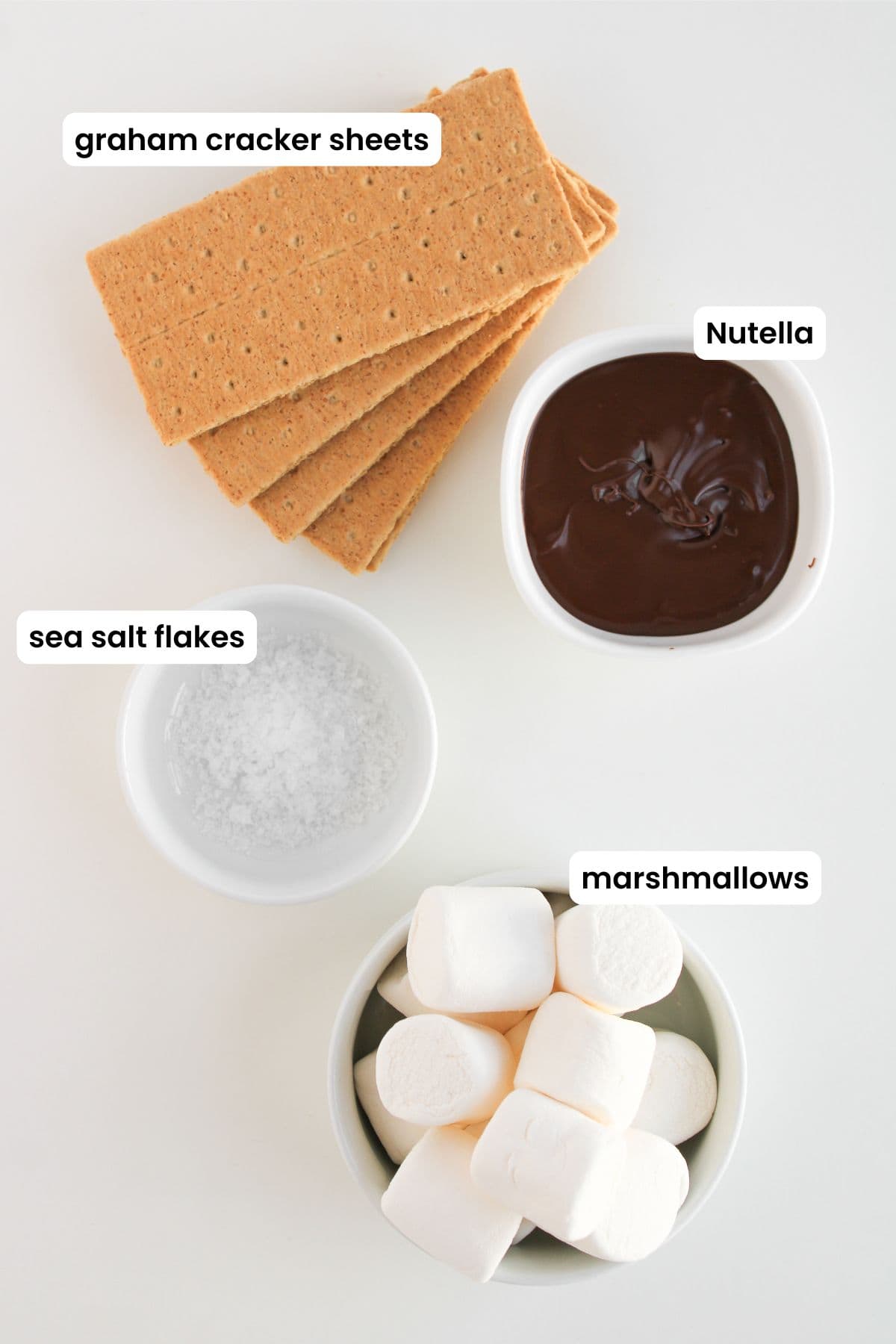 oven smores with nutella ingredients labelled.