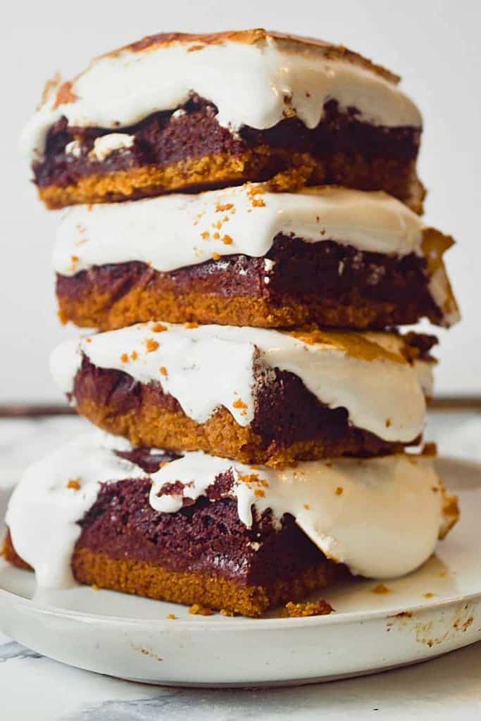 stack of smores brownies.