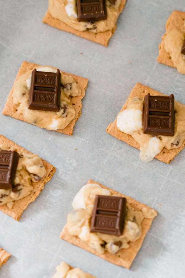 graham cracker cookies with hershey chocolate.