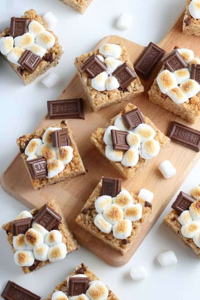 smores rice krispy treats on board.