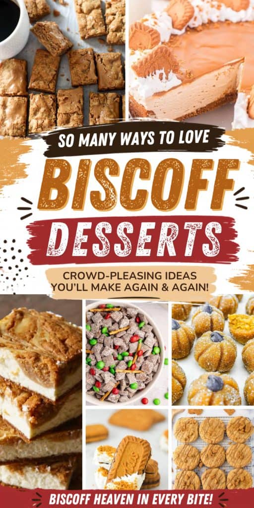 collage of biscoff flavored desserts.