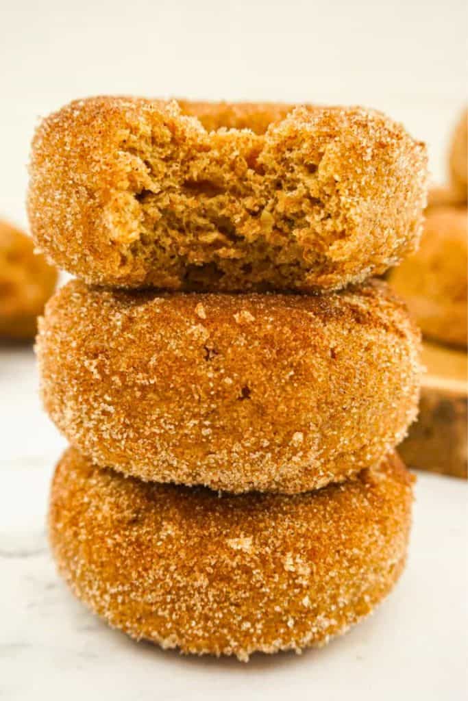 stack of apple cider donuts.