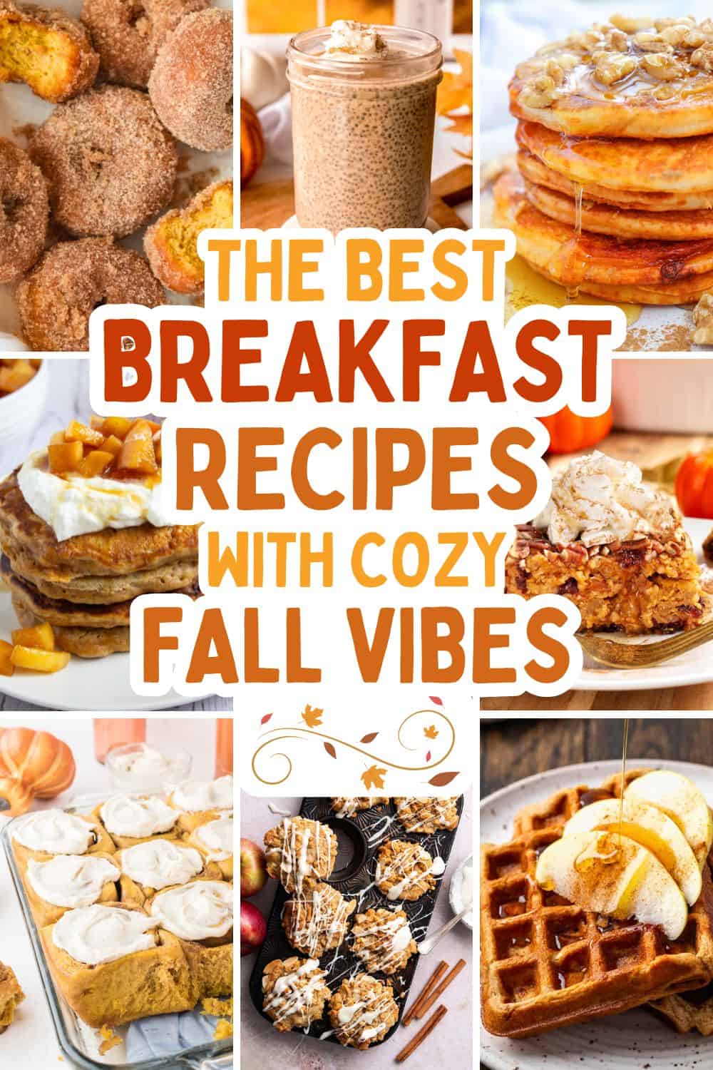 collage of fall breakfast ideas.