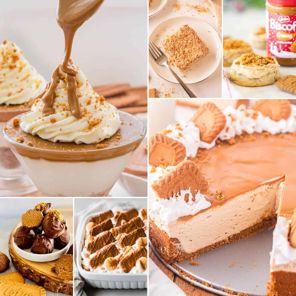 collage of biscoff recipes for dessert.