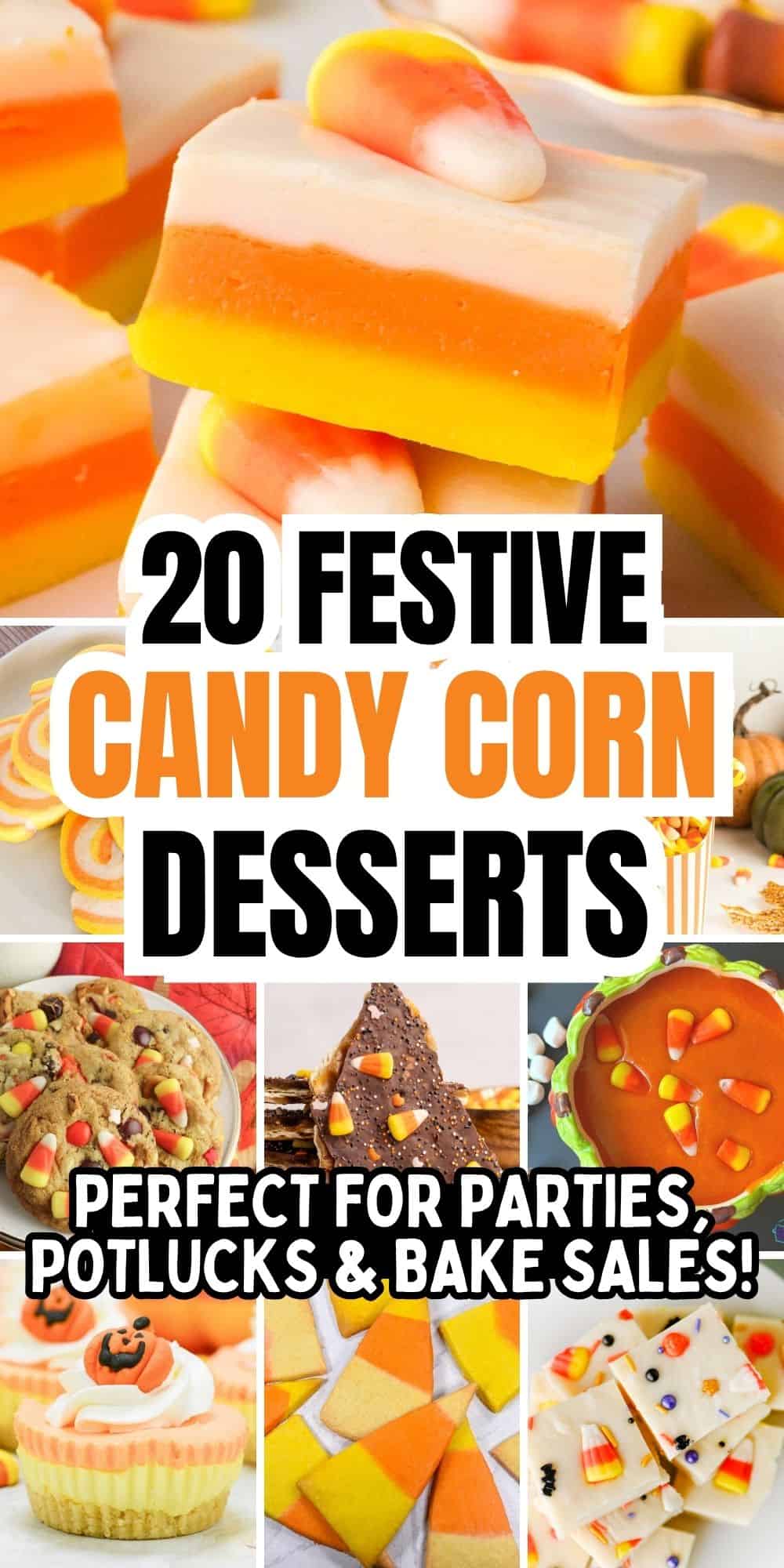 collage of candy corn treats.