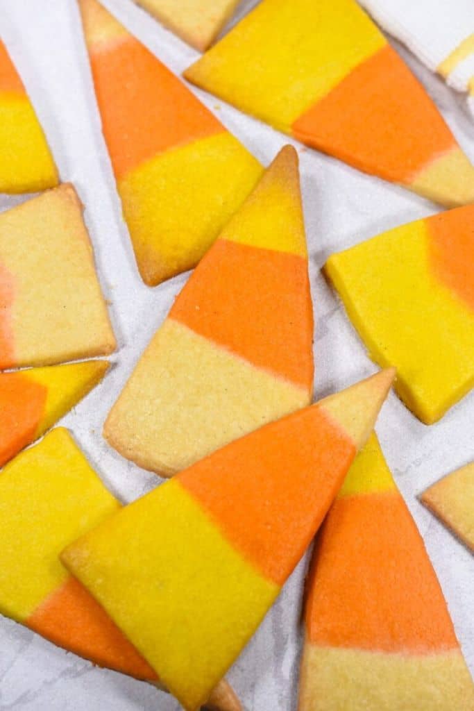 candy corn shaped cookies.