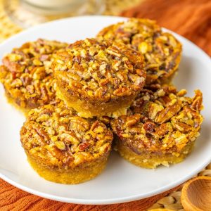 pecan pie bites on plate.