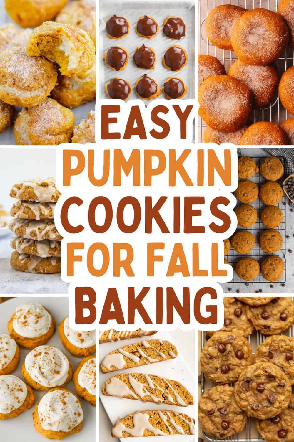 collage of pumpkin flavored cookies.