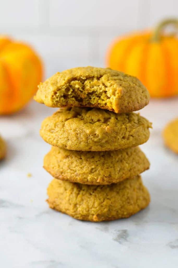 stack of plain pumpkin cookies.