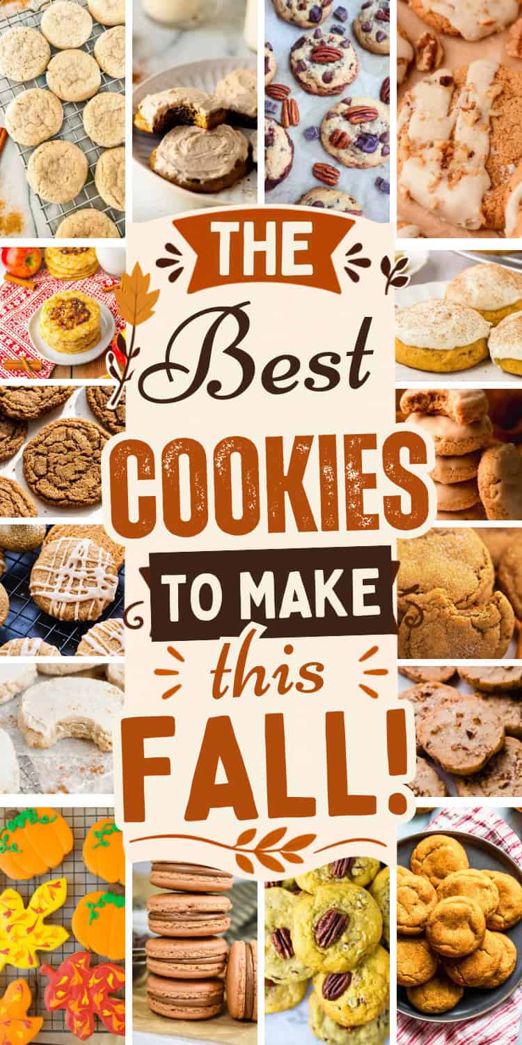 collage of homemade cookies for fall baking.
