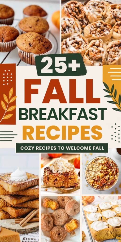 collage of breakfast ideas for fall mornings.