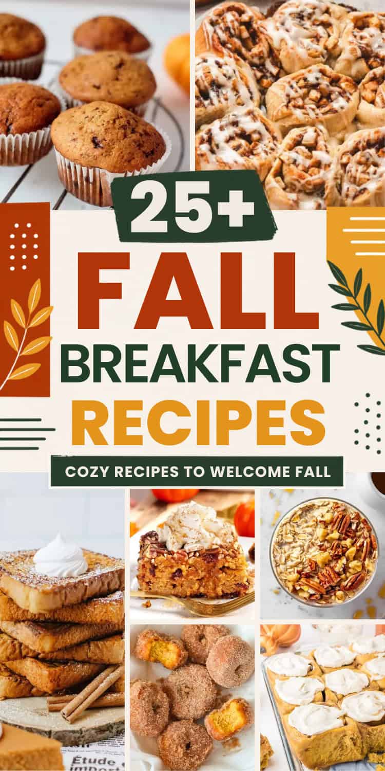 collage of breakfast ideas for fall mornings.