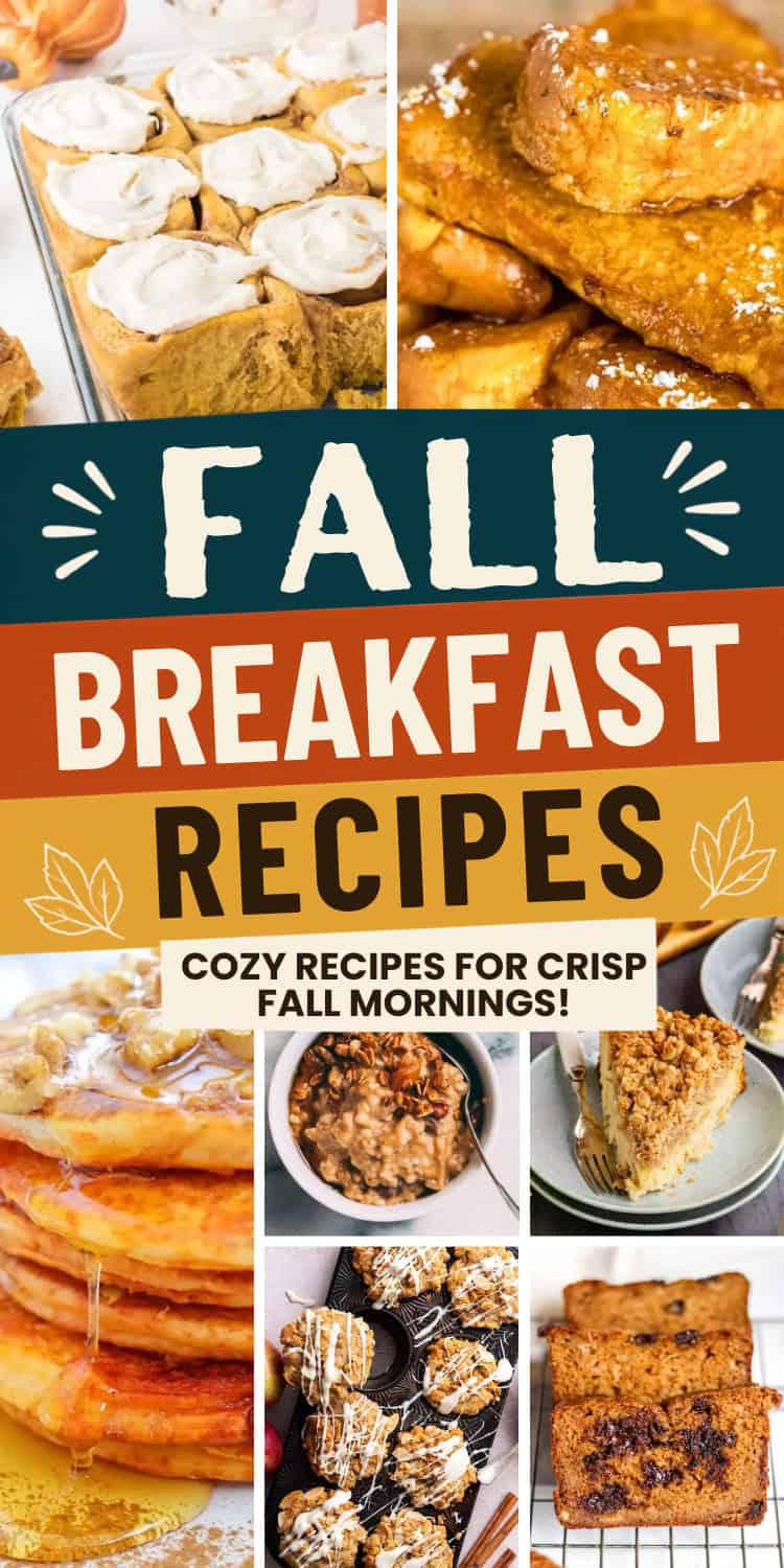 collage of fall breakfast ideas.