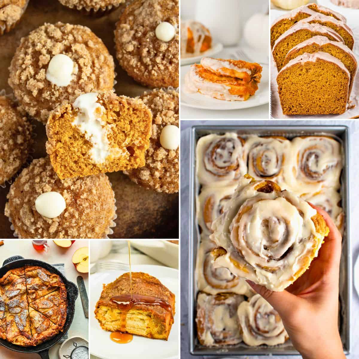 collage of fall brunch ideas for a crowd.