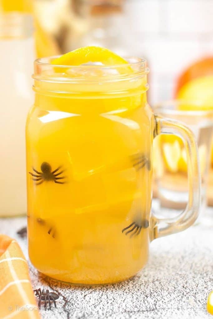fruity halloween cocktail in glass.