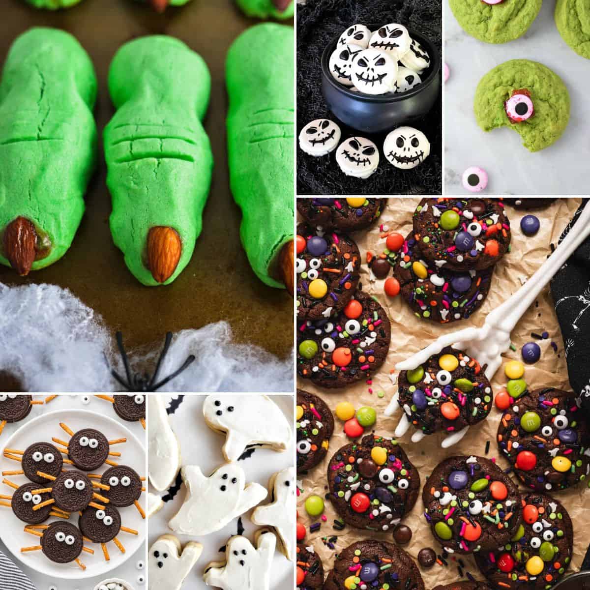 collage of halloween cookie ideas.