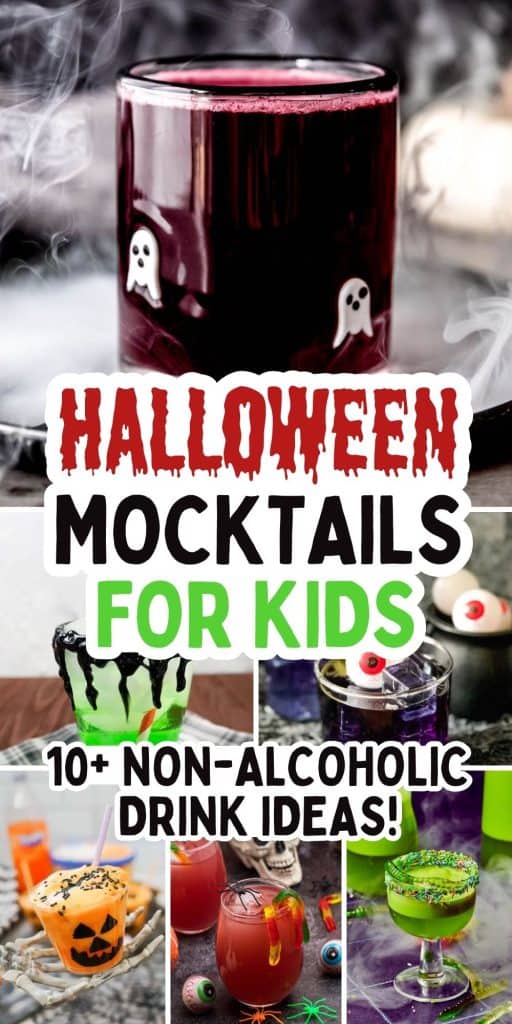 collage of spooky mocktails for Halloween drinks.