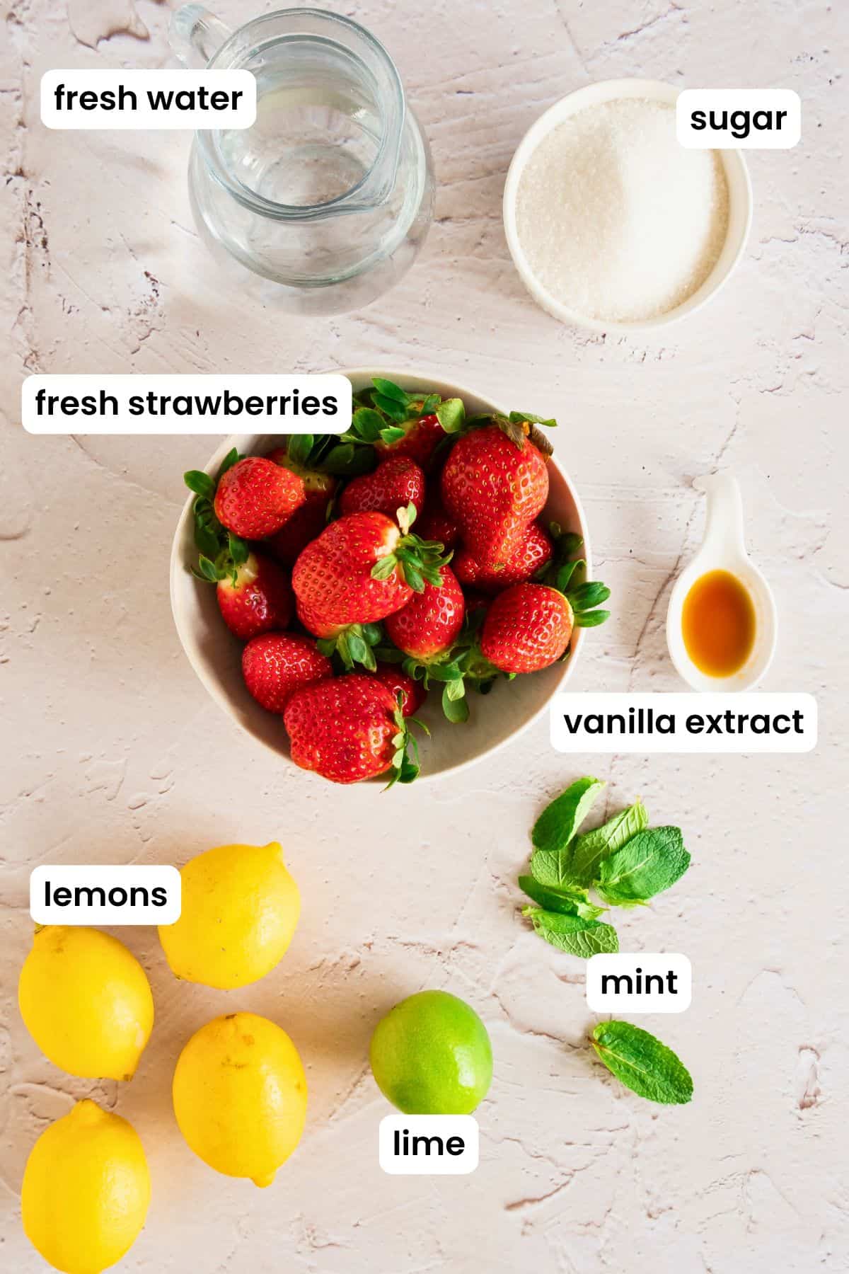 strawberry lemonade ingredients labelled.