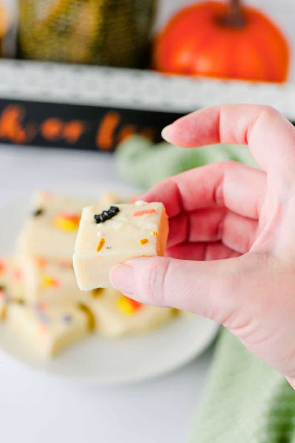candy corn fudge square.
