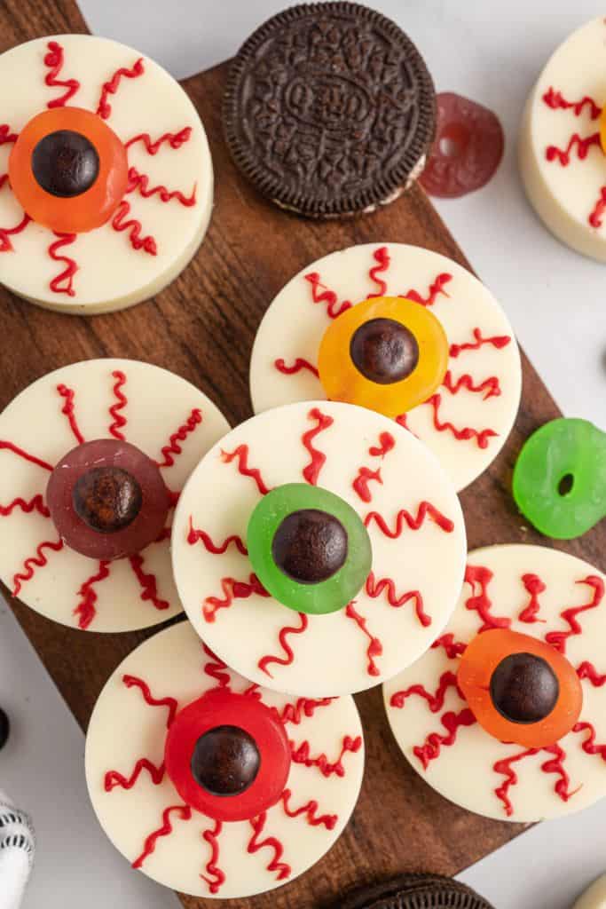eyeball oreo chocolate covered cookies.