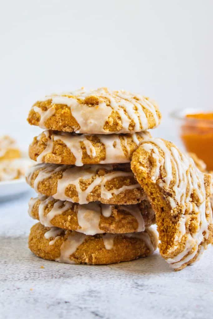 stack of pumpkin coffee cake cookies.