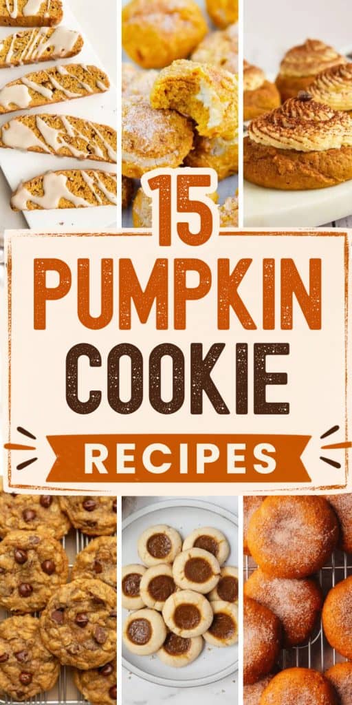 collage of pumpkin flavored cookies.