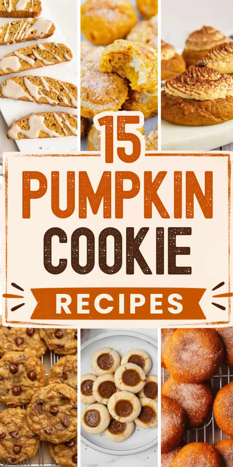 collage of pumpkin flavored cookies.
